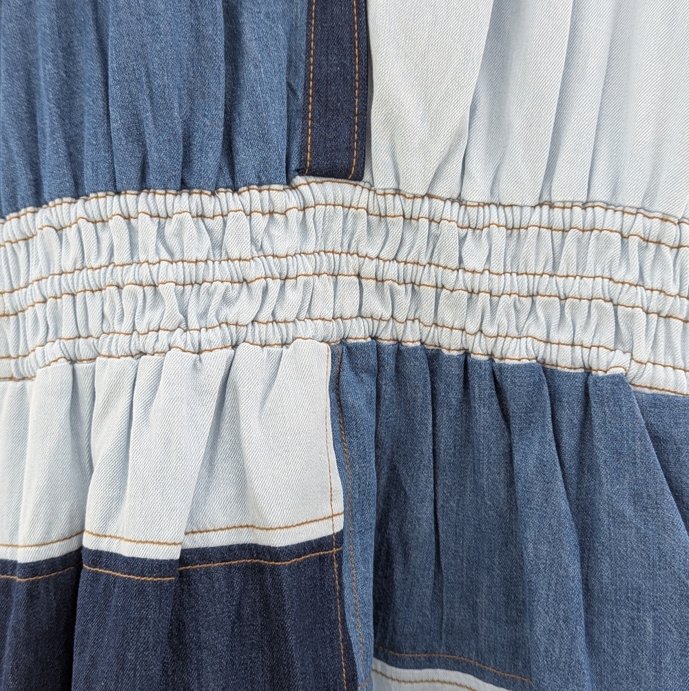 Anthropologie | The Somerset Demin Blue Patchwork Dress Medium - Picture 7 of 16